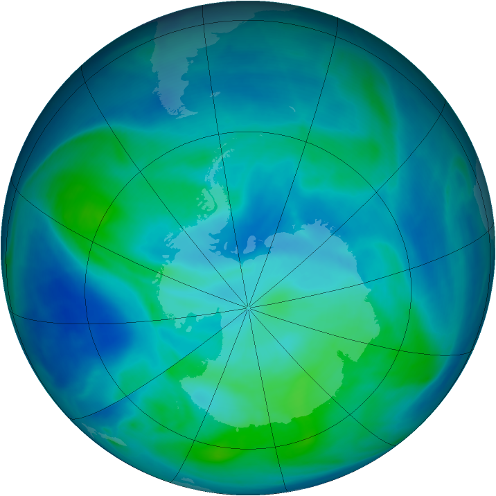 Antarctic ozone map for 25 February 2008